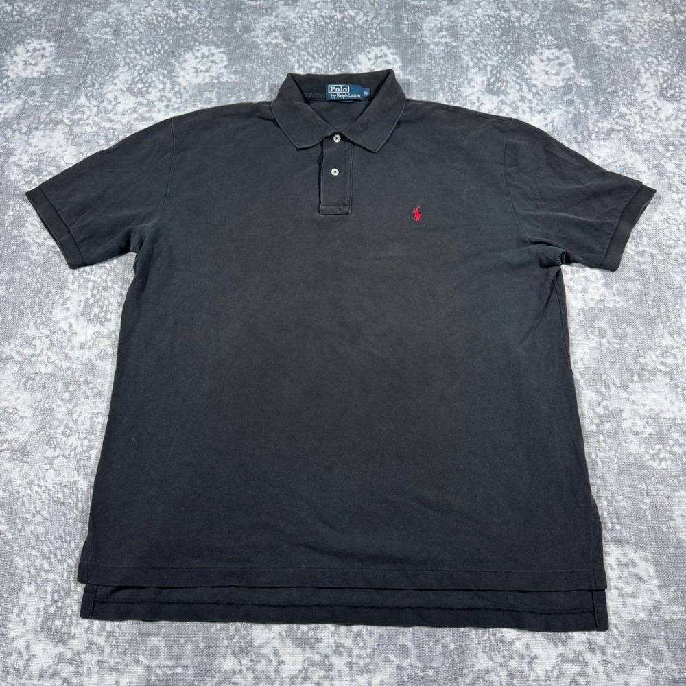 Polo Ralph Lauren Polo Shirt Mens XL Black Red Pony Logo Short Sleeve Classic